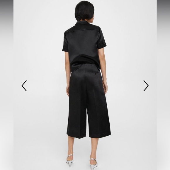 Theory - Wide Leg Culotte in Bonded Satin - Picture 3 of 12